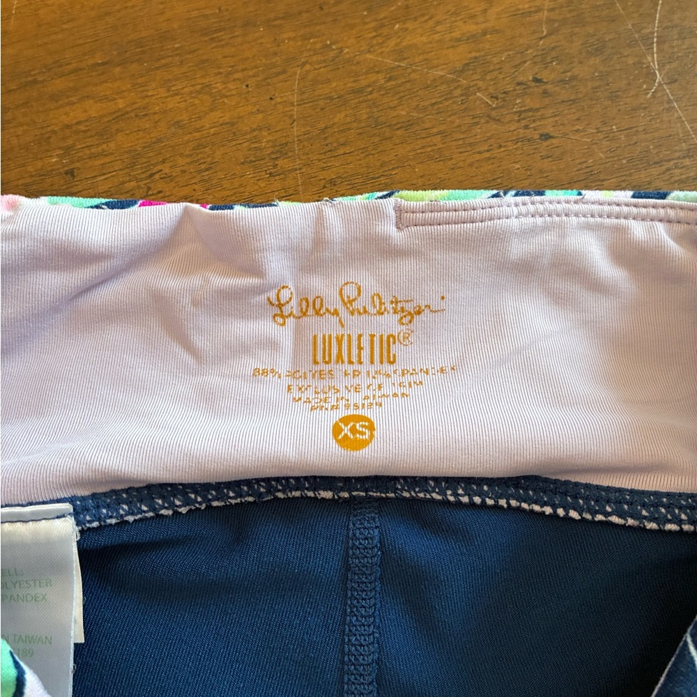 Lilly Pulitzer Leggings Blue Women’s XS Noelani Weekender Midi Luxletic Bows - Picture 2 of 4